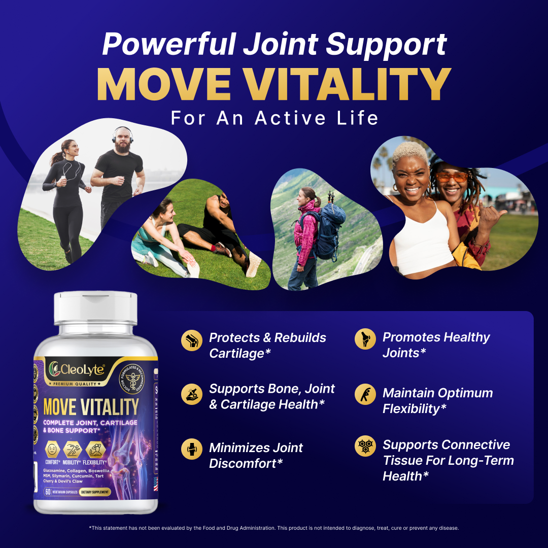 MOVE VITALITY: Unlock Freedom of Movement With Premium 8-in-1 Natural Formula Crafted By Doctors to Boost Joint Comfort, Active Mobility & Flexibility