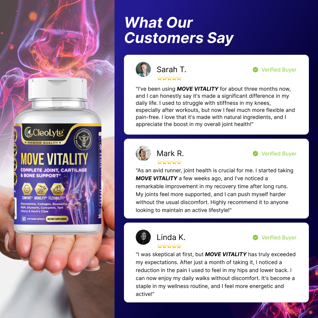 MOVE VITALITY: Unlock Freedom of Movement With Premium 8-in-1 Natural Formula Crafted By Doctors to Boost Joint Comfort, Active Mobility & Flexibility