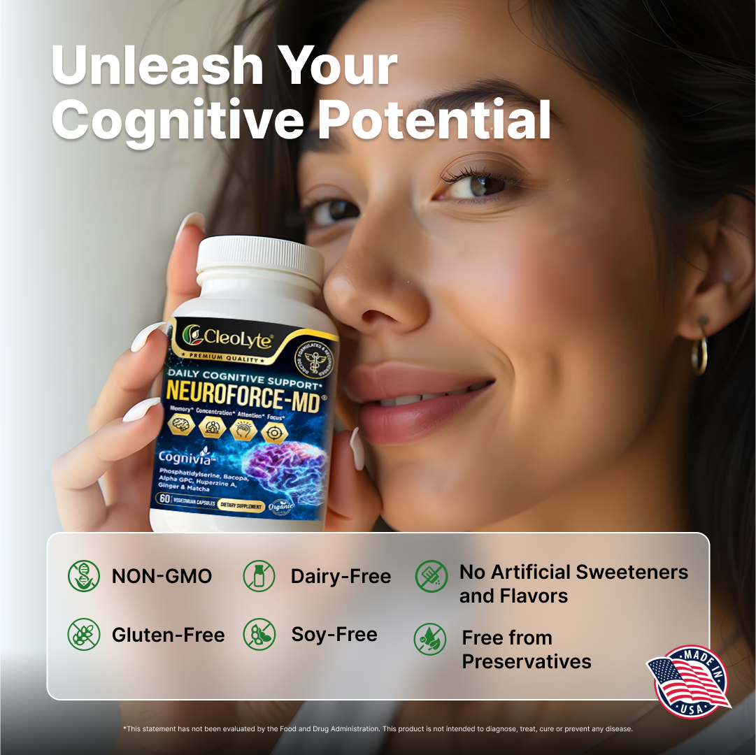 Supercharge Your Mind with NEUROFORCE-MD® – 7-IN-1 Organic Natural Formula Formulated & Recommended by Doctors for Memory, Focus & Cognitive Excellence!