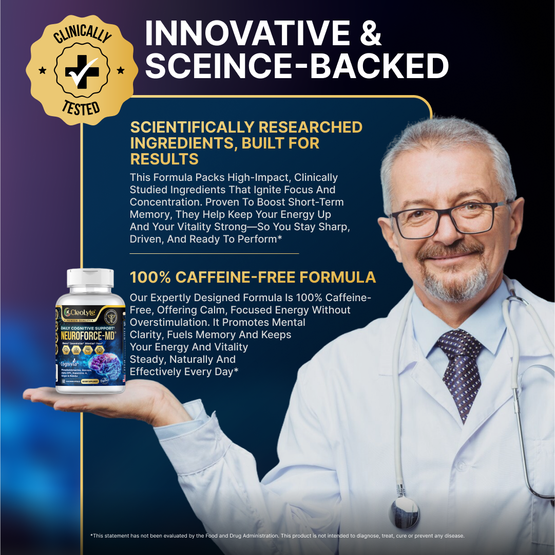 Supercharge Your Mind with NEUROFORCE-MD® – 7-IN-1 Organic Natural Formula Formulated & Recommended by Doctors for Memory, Focus & Cognitive Excellence!