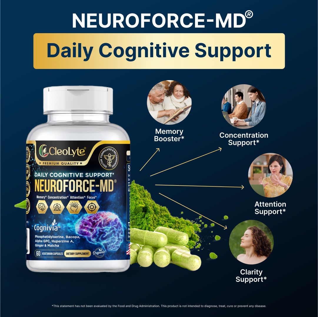 Supercharge Your Mind with NEUROFORCE-MD® – 7-IN-1 Organic Natural Formula Formulated & Recommended by Doctors for Memory, Focus & Cognitive Excellence!