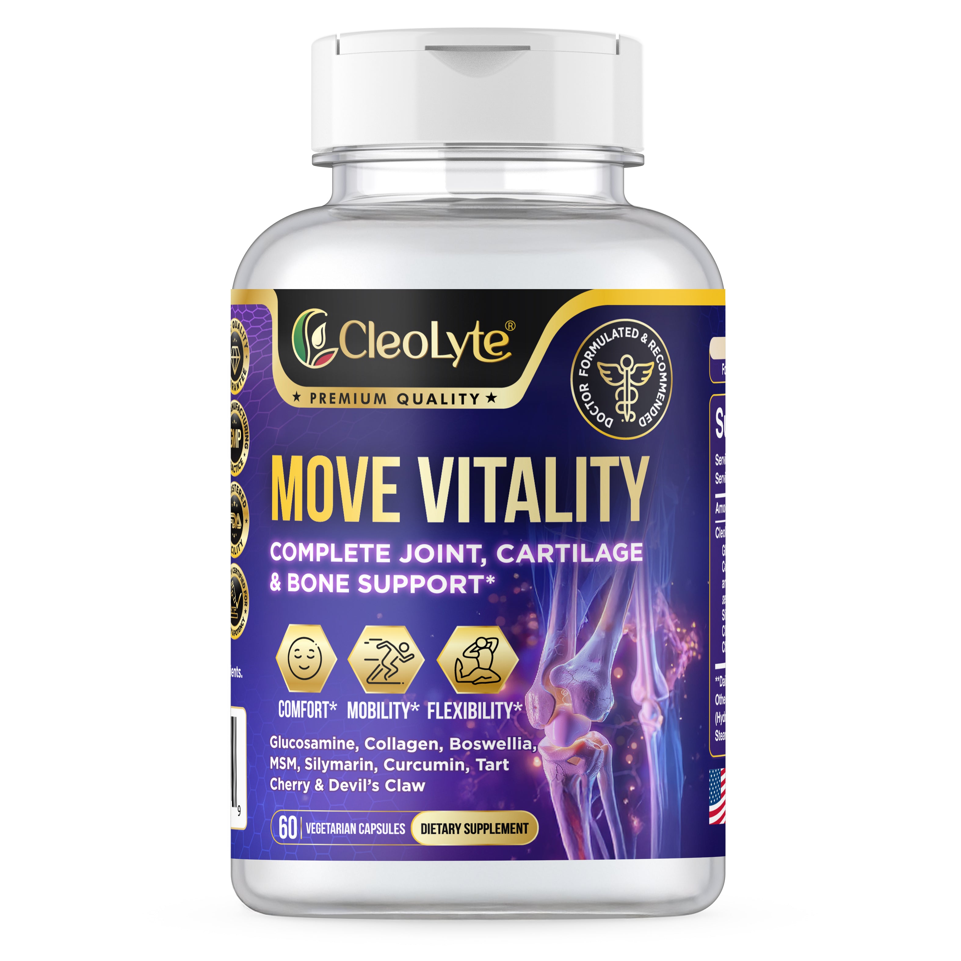 MOVE VITALITY: Unlock Freedom of Movement With Premium 8-in-1 Natural Formula Crafted By Doctors to Boost Joint Comfort, Active Mobility & Flexibility